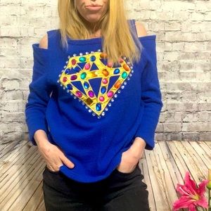 ‼️NICKI MINAJ “GEM STONE” Cold Shoulder Sweater M‼️
